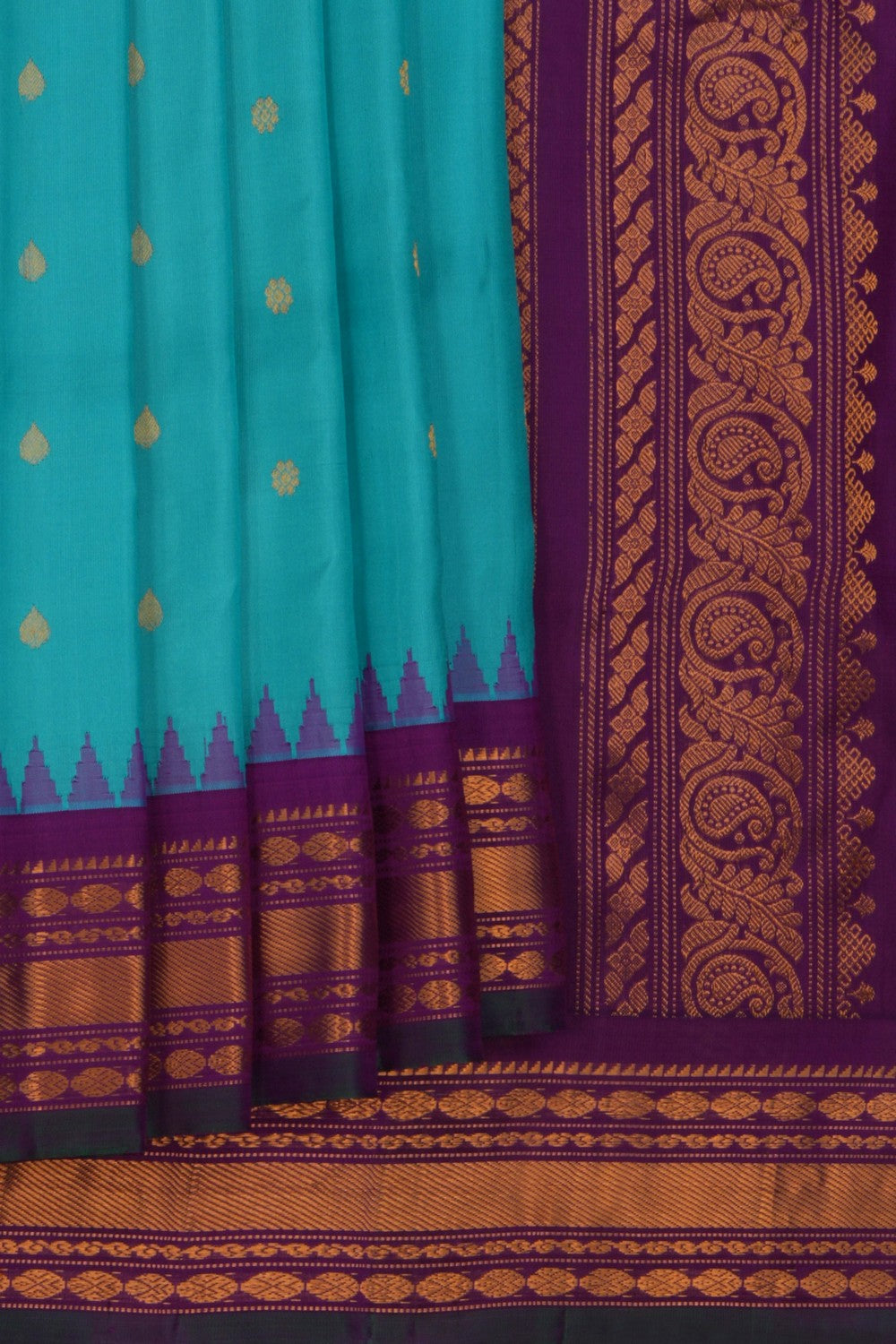 Image of Gadwal Silk Blue Saree